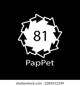 Paper (cardboard). Recycling codes 81 PapPet. Composite materials sign. Vector illustration