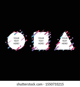 Paper cards geometric vector background and abstract colorful gradient shapes. Trendy lines and circles wallpaper in a modern material design style in black background.