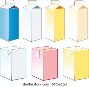 Paper cartons for milk and juice on a white background