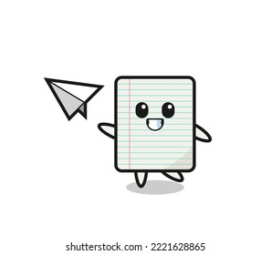 paper cartoon character throwing paper airplane , cute design