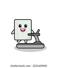 paper cartoon character walking on the treadmill , cute design