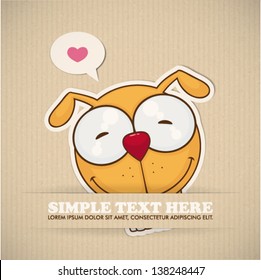 Paper cartoon doggy applique vector card.