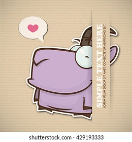 Paper cartoon goat applique vector card.