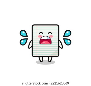 paper cartoon illustration with crying gesture , cute design