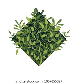 Paper carve branches with foliage, paper art concept and ecology idea, vector art and illustration
Rhombus shape.