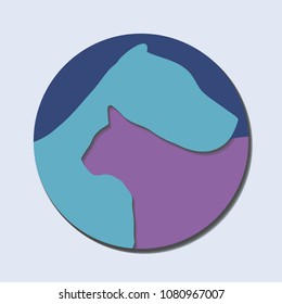 paper carve logo design cat dog veterinary pet shop illustration