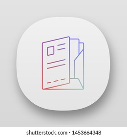 Paper case, document folder app icon. UI/UX user interface. Web or mobile application. Portfolio vector isolated illustration. Corporate documentation management, organization. Company clerk accessory