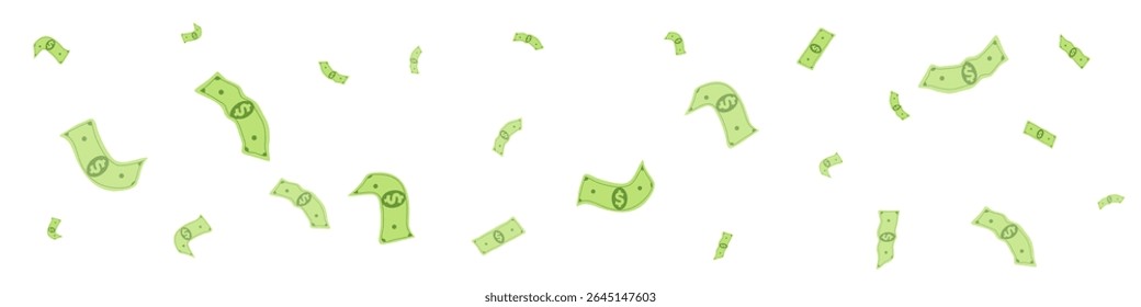 Paper Cash Vector White Panoramic Background. Scatter Jackpot Card. Fall Swirl Currency Brochure. Fly Confetti Monetary Flyer.