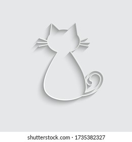 paper cat icon vector poster, print 
