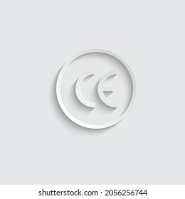 paper CE mark symbol letters icon -  vector