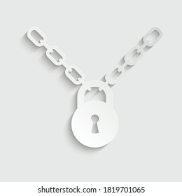 cadena de papel con icono de bloqueo. icono de seguridad