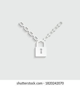cadena de papel con icono de bloqueo. icono de seguridad