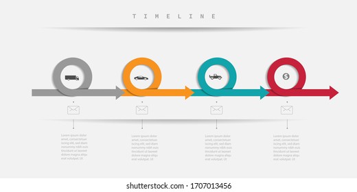 paper chart 4 step process arrow chart time line
