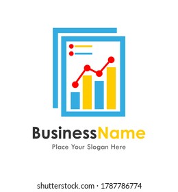 Paper chart bar diagram vector logo template. Suitable for business, finance, economy, accounting, investment, data and art