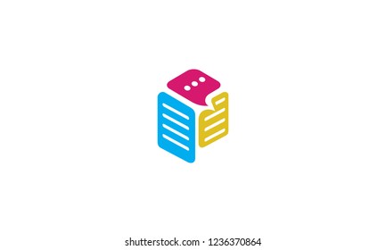 paper chat box logo icon vector
