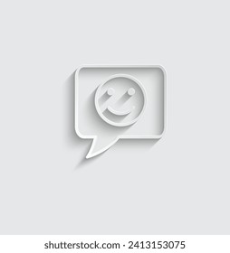 paper Chat Bubbles with smile face  icon  Social network icon happy sad smile