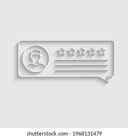 paper chat icon with five stars speach bulbble rate sign vector feedback icon