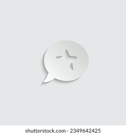 paper chat icon with star speach bulbble rate sign vector feedback icon