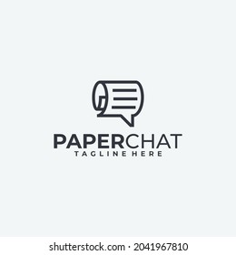 Paper Chat Logo Design Vector Icon, logo combination