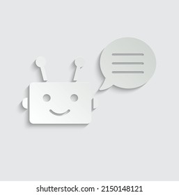 paper chatbot vector icon chat robot sign 