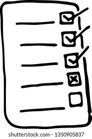 Paper and check box icon vector. Doodle sketch design. Deming cycle check plan step.