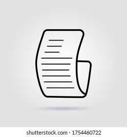 Paper check line icon on gray background with soft shadow