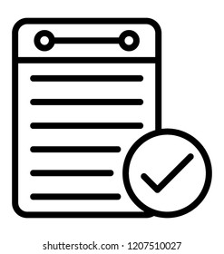 A paper with check mark, approved document  