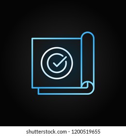 Paper with check mark colored outline vector icon. Document with checkmark concept symbol in thin line style on dark background