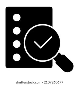 Papel con marcas de verificación que muestra el icono de la lista de búsqueda

