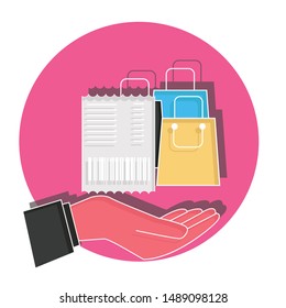 Paper check receipt  concept on white background. Vector illustration. 