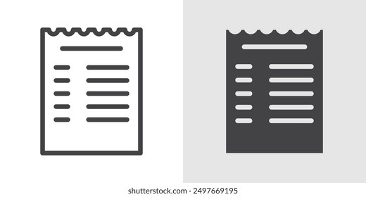 paper check receipt icon Black line art vector logo set