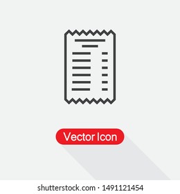 Paper Check Receipt Icon Vector Illustration On Light Gray Background Eps10