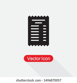 Paper Check Receipt Icon Vector Illustration On Light Background Eps10