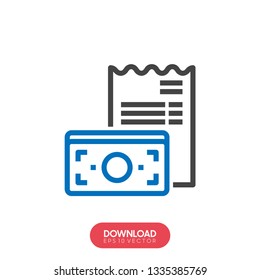 paper check receipt line icon, outline vector sign, linear pictogram isolated on white. logo illustration - Vector