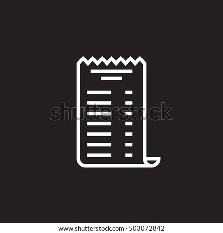 paper check receipt line icon, outline vector sign, linear pictogram isolated on black. logo illustration