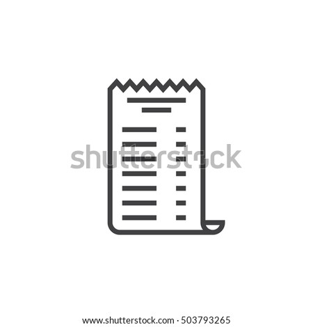 paper check receipt line icon, outline vector sign, linear pictogram isolated on white. logo illustration