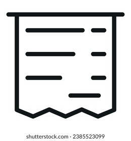 Comprobación de papel, icono de vector de contorno de recibo, signo de estilo lineal aislado en fondo blanco. Diseño de trazo editable