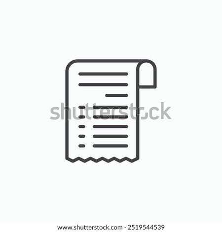 Paper check receipt thin liner icon isolated