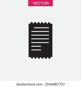 ícone de vetor de recibo de cheque de papel, simples ilustração estilo moda preto liso para web e app.eps