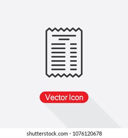 Paper Check Vector Icon Receipt Line Vector Icon Eps10