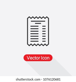 Paper Check Vector Icon Receipt Line Vector Icon Eps10