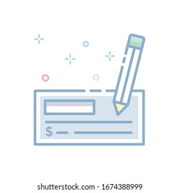 Ilustración del vector de comprobación de papel. Icono de color de esquema relleno.