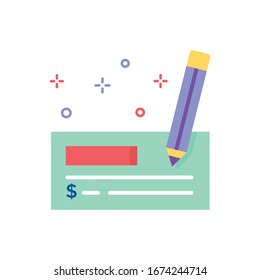 Paper Check Vector illustration. Shopping and E-commerce Flat icon. 