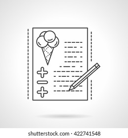Paper with checklist balloons symbol and pencil. Organization of festive events for wedding, birthday party and event agency. Vector line icon