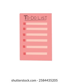 Paper with a checklist with empty boxes that can be filled with writing and checklists.  Concept of Survey, quiz, to-do list or agreement. Vector illustration in flat style.