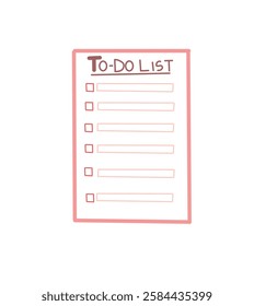 Paper with a checklist with empty boxes that can be filled with writing and checklists.  Concept of Survey, quiz, to-do list or agreement. Vector illustration in flat style