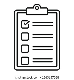 Paper checklist icon. Outline paper checklist vector icon for web design isolated on white background