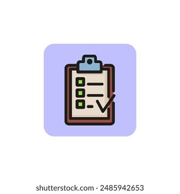 Paper with checklist line icon. Questionnaire, list to do, deadline. Survey concept. Vector illustration can be used for topics like business, service, management