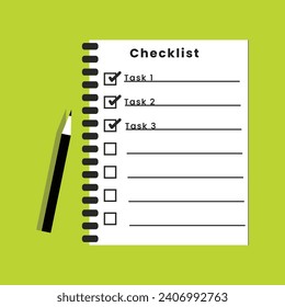 Paper checklist and pencil icon vector design.Successful formation of business tasks and goals.Flat vector pictogram.Checklist reminder vector illustration