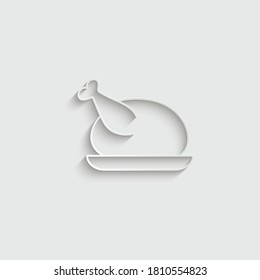 paper Chicken icon vector food symbol